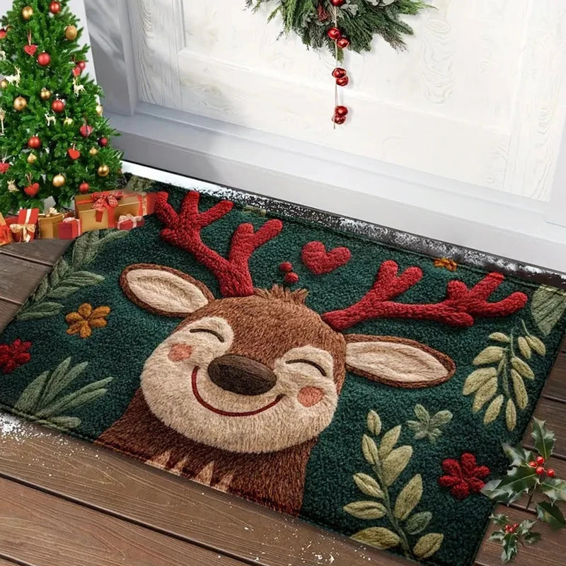 Christmas Carpet Cartoon Gingerbread Man Crystal Velvet Kitchen Floor Mat Non-slip Door Mat Entry Door Mat new year Home Decor